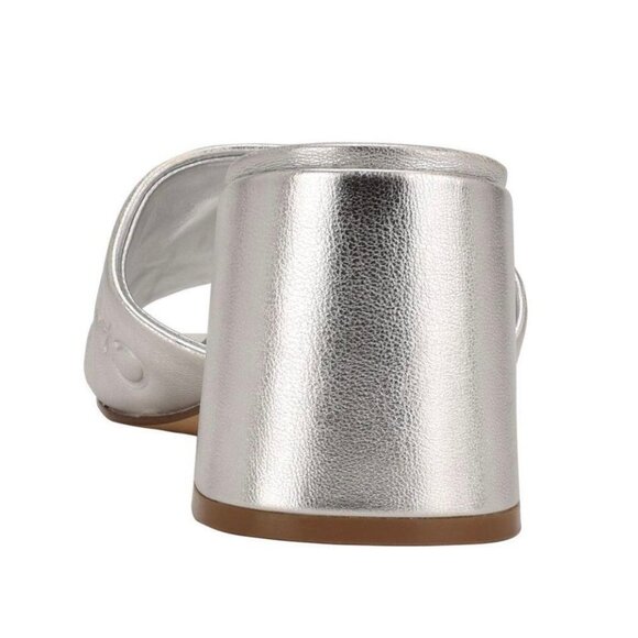 CALVIN KLEIN ELORA Women's Block Heel Logo Dress Sandals Silver Size 8.5 M - Picture 4 of 7